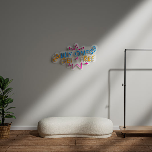 Buy One Get 1 Free Neon Sign for Retail Store Shop Window Promotion