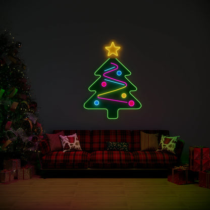Christmas Tree Neon Sign for Modern Holiday Window Decor