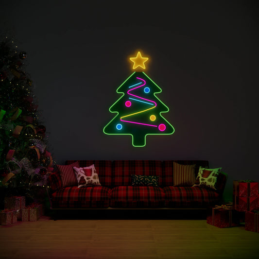 Christmas Tree Neon Sign for Modern Holiday Window Decor
