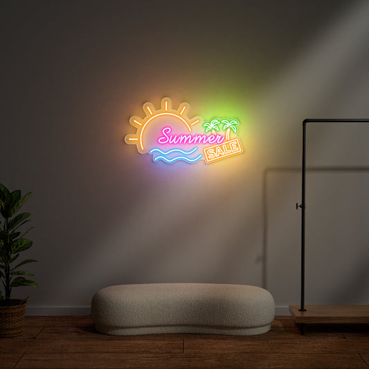Summer Sale Neon Sign for Retail Store Shop Window Seasonal Promotion