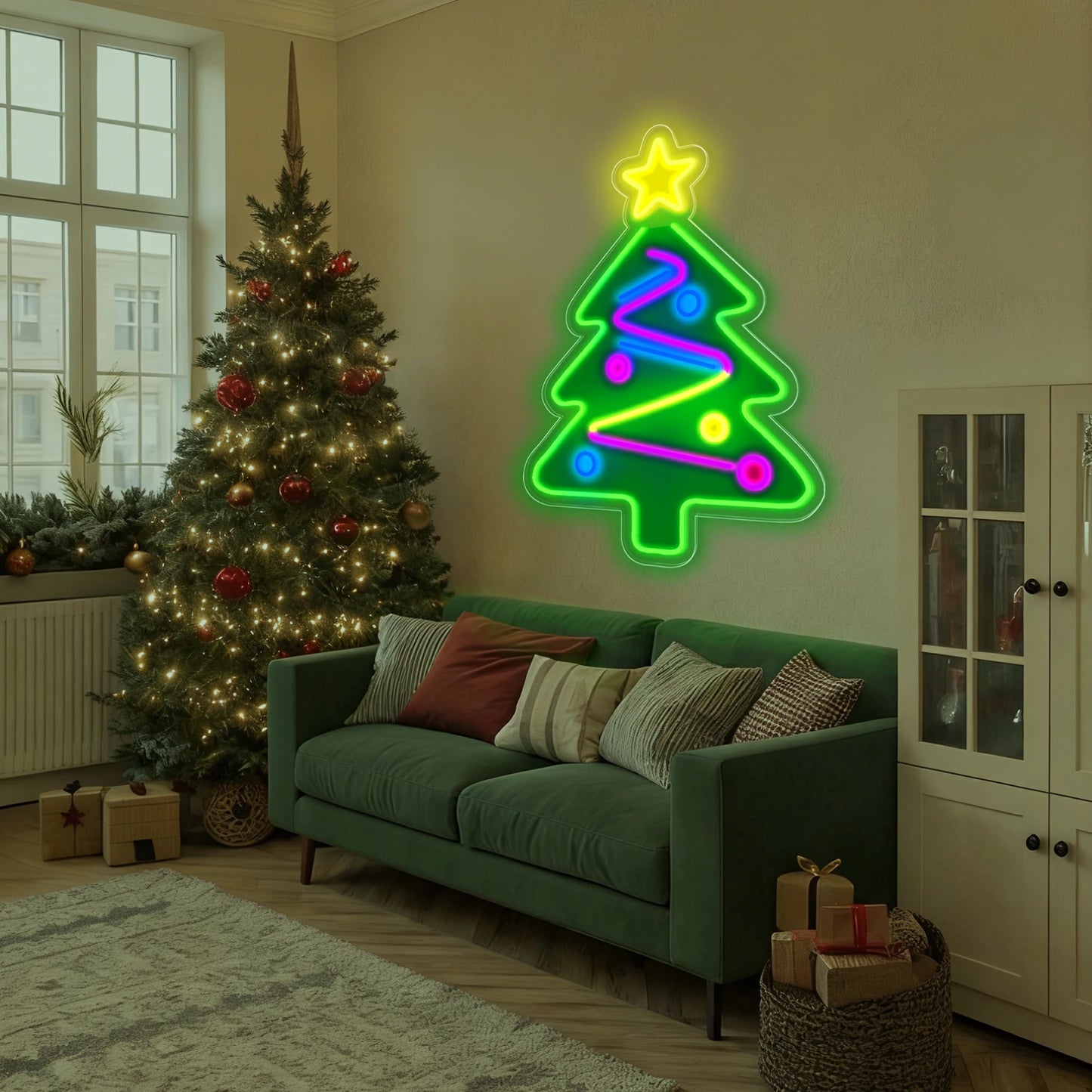 Christmas Tree Neon Sign for Modern Holiday Window Decor