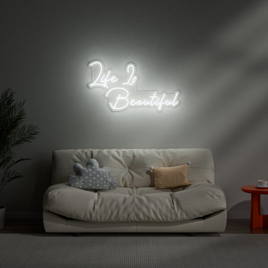 Life Is Beautiful Neon Sign for Living Room Bedroom Positive Home Decor
