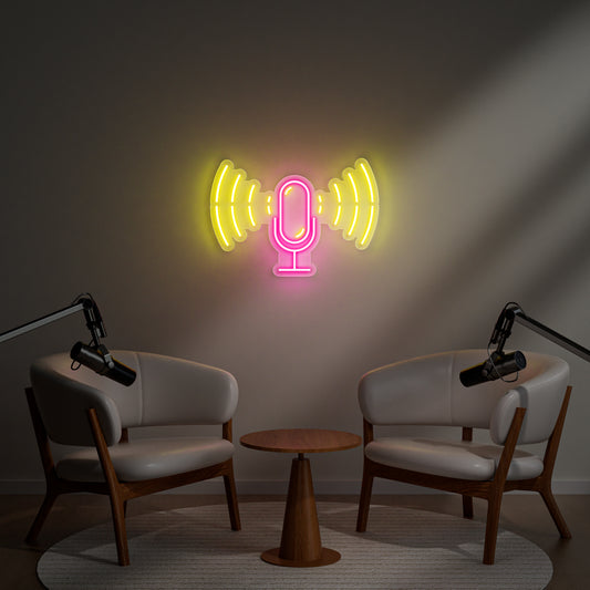 Podcast Neon Sign for Podcasting Studio Recording Booth Audio Content Creators