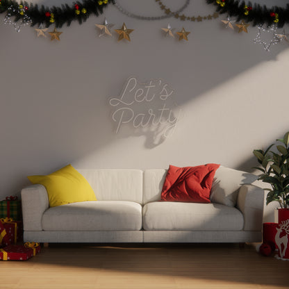 Let's Party Neon Sign for Celebration Birthday Event Decor