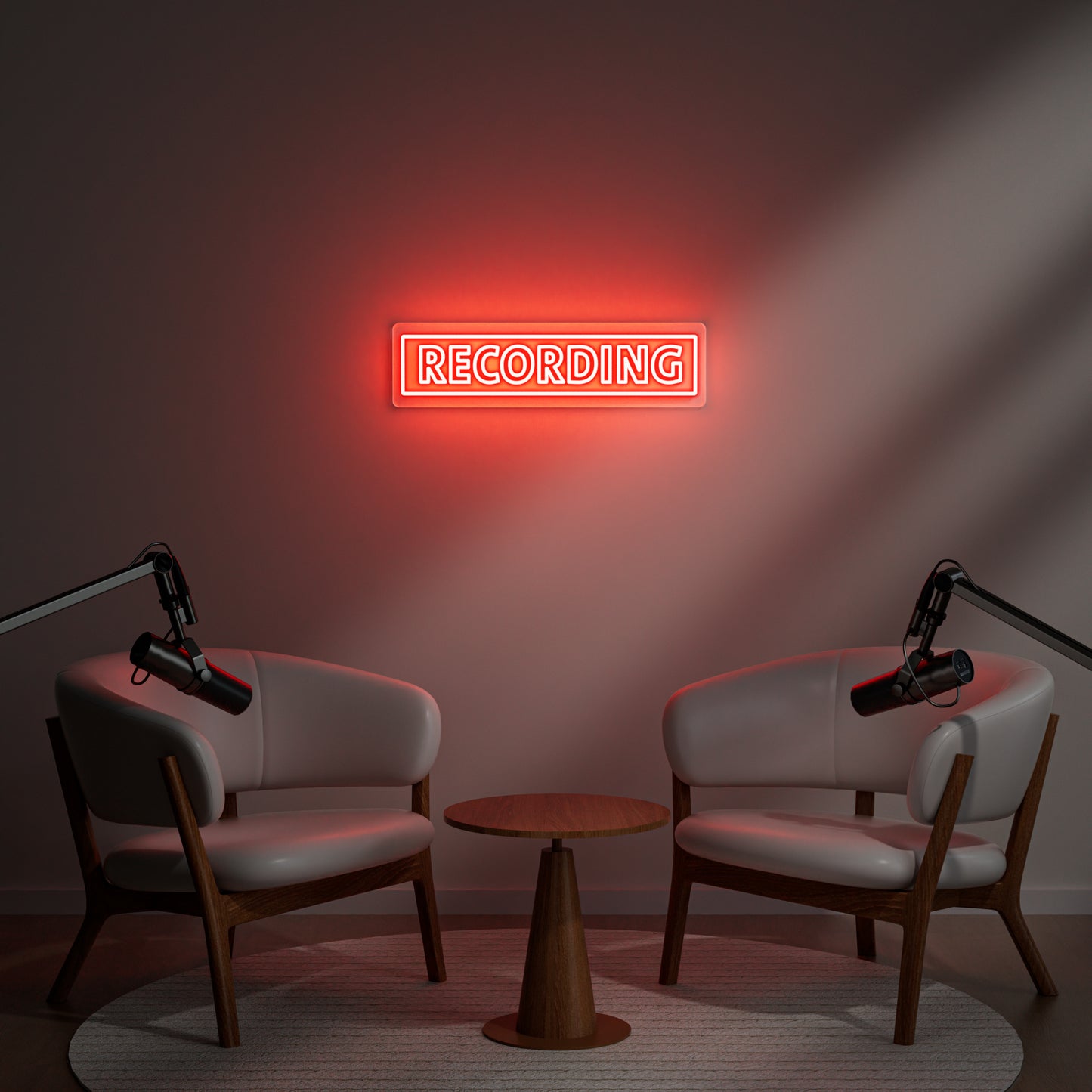 Recording Neon Sign for Music Studio Podcast Booth Video Production Home Studio