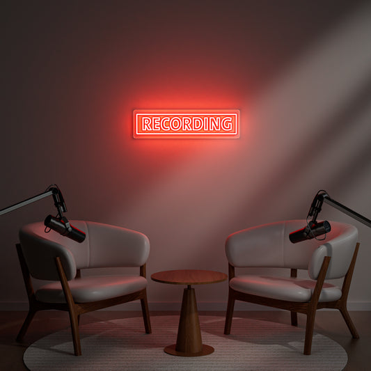 Recording Neon Sign for Music Studio Podcast Booth Video Production Home Studio