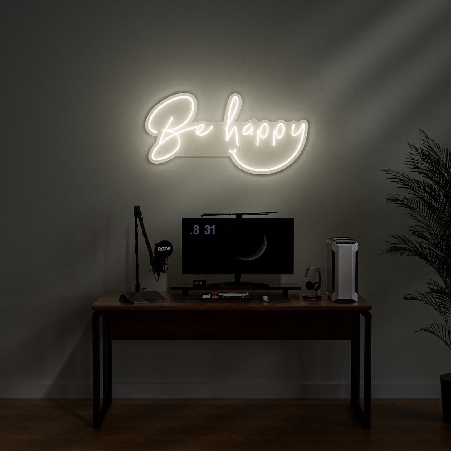 Be Happy Neon Sign for Bedroom Living Room Office Positive Decor Gift