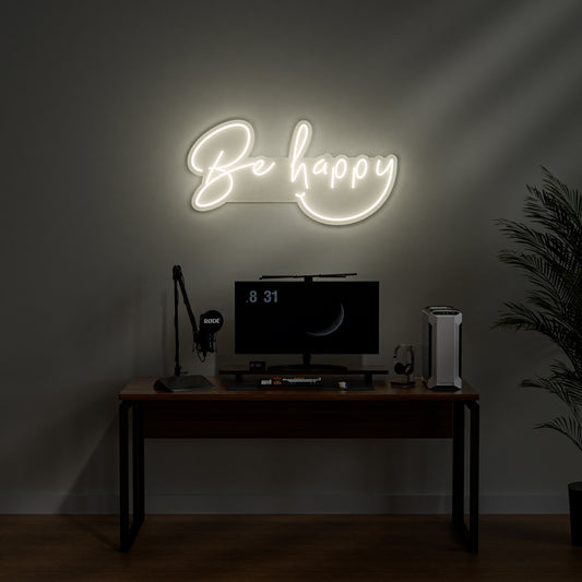 Be Happy Neon Sign for Bedroom Living Room Office Positive Decor Gift