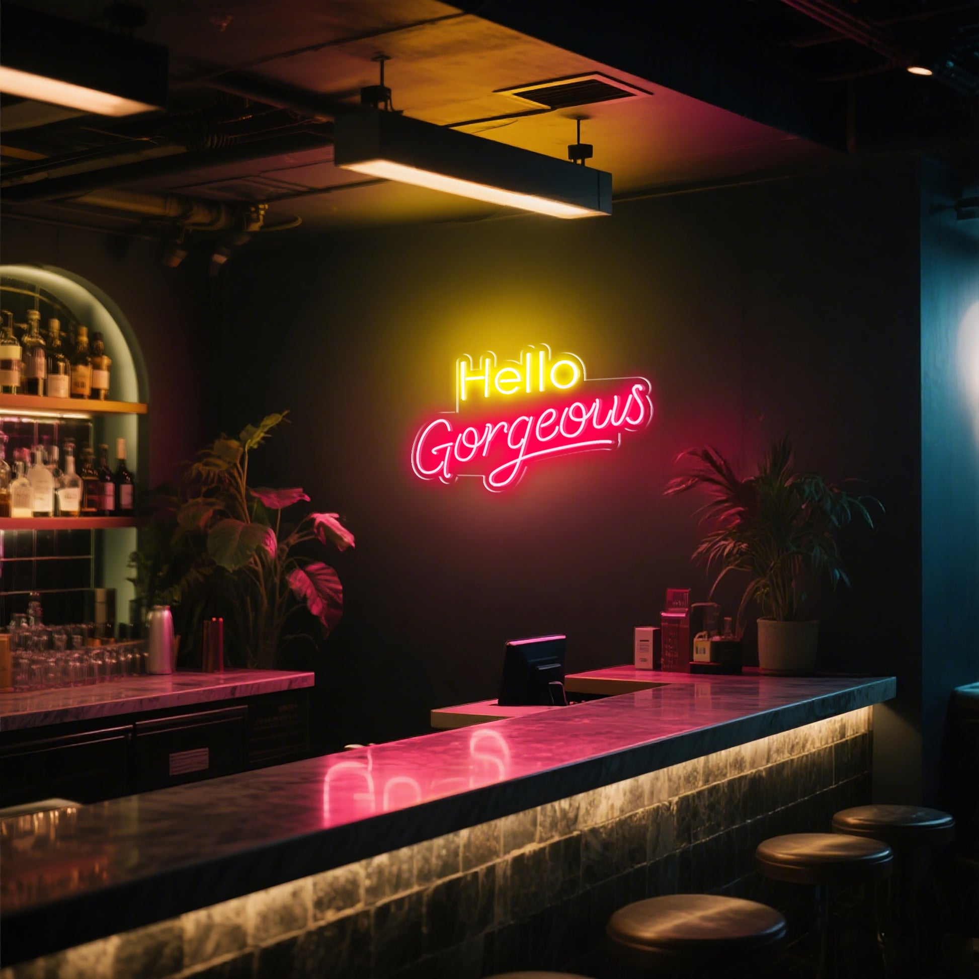 Hello Gorgeous Neon Sign for Beauty Salon Bedroom Vanity