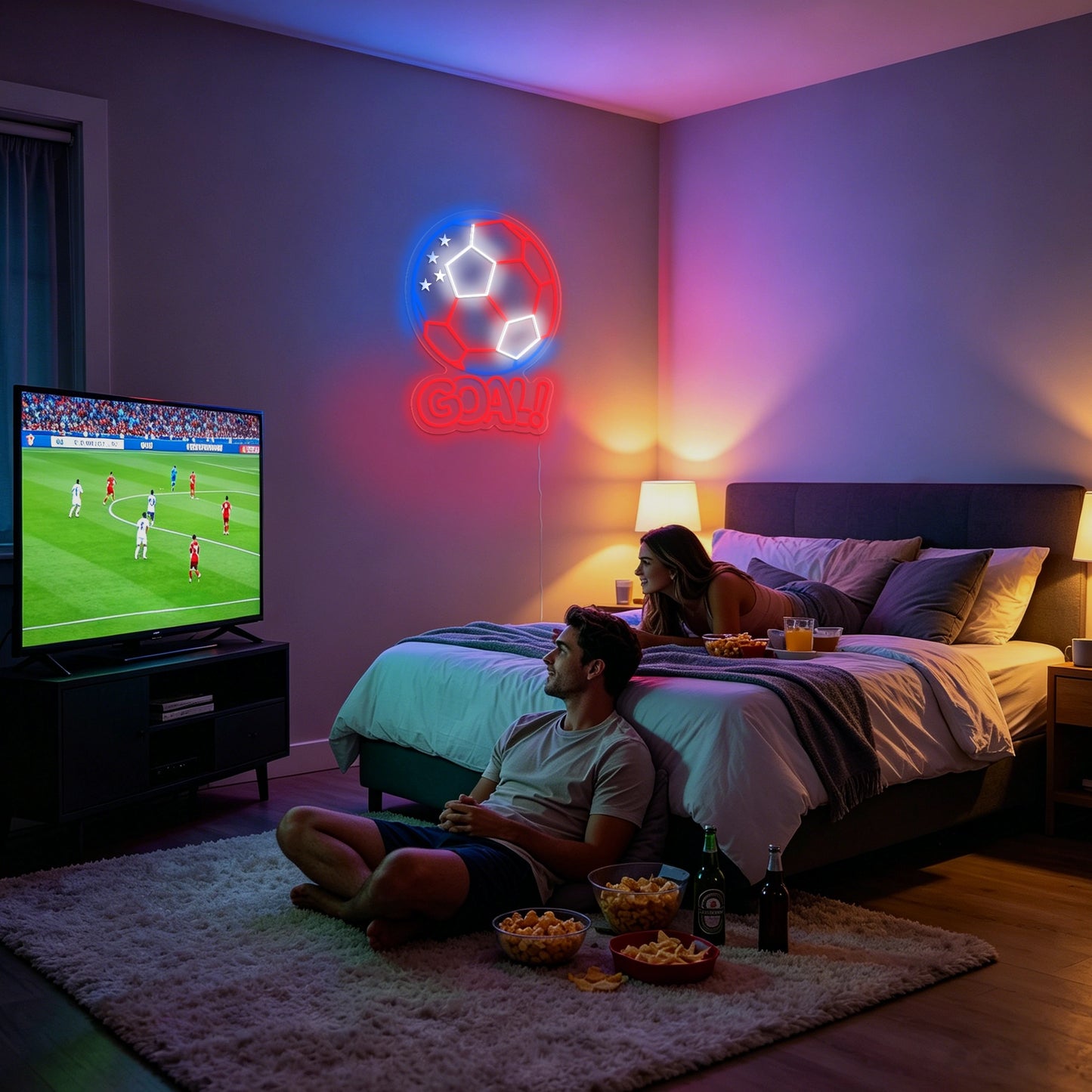 Fans Support Soccer Goal Neon Sign