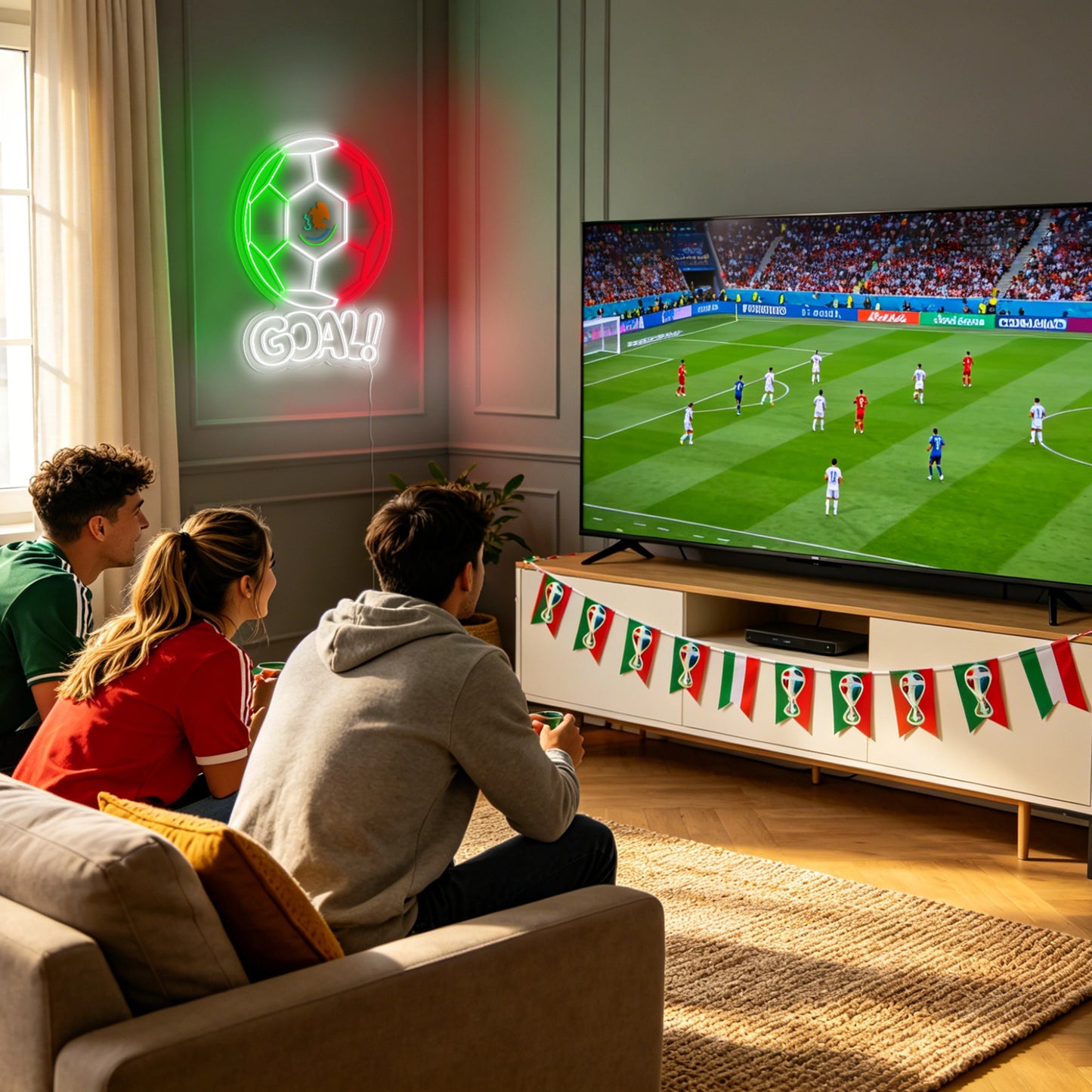Fans Support Soccer Goal Neon Sign