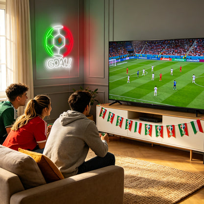 Fans Support Soccer Goal Neon Sign