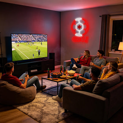 Fans Support Soccer Goal Neon Sign
