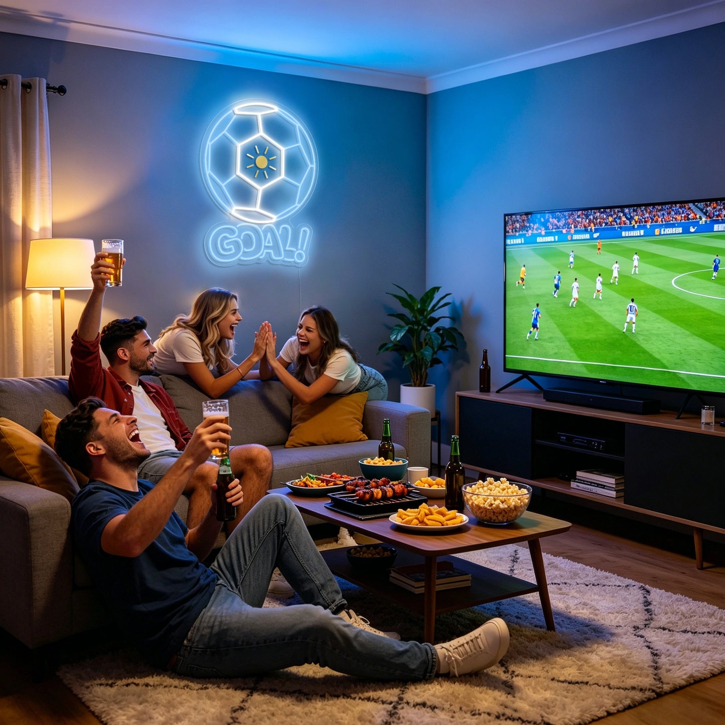 Fans Support Soccer Goal Neon Sign