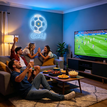 Fans Support Soccer Goal Neon Sign