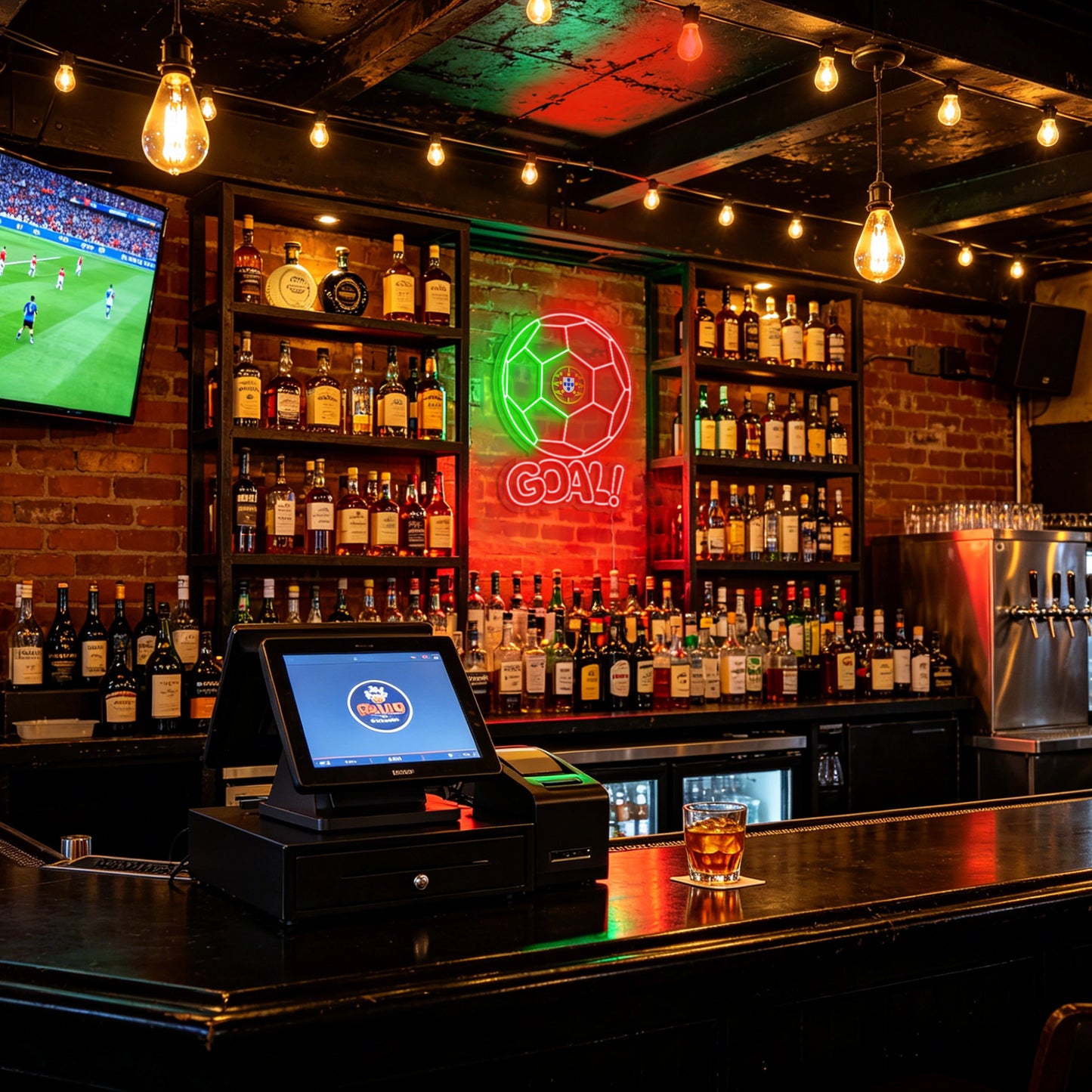 Fans Support Soccer Goal Neon Sign