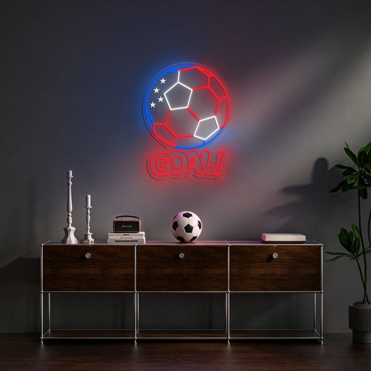 Fans Support Soccer Goal Neon Sign