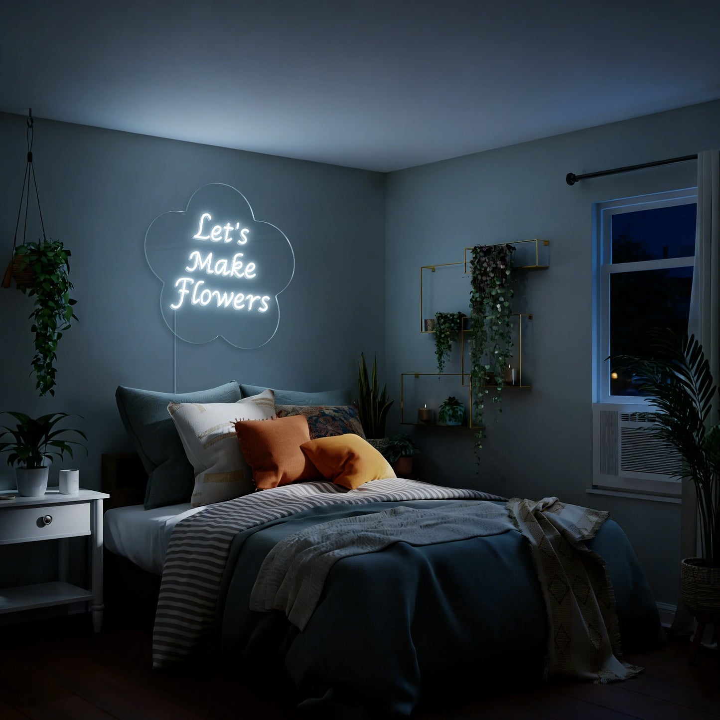 Let’s Make Flowers Neon Sign Floral LED Wall Decor