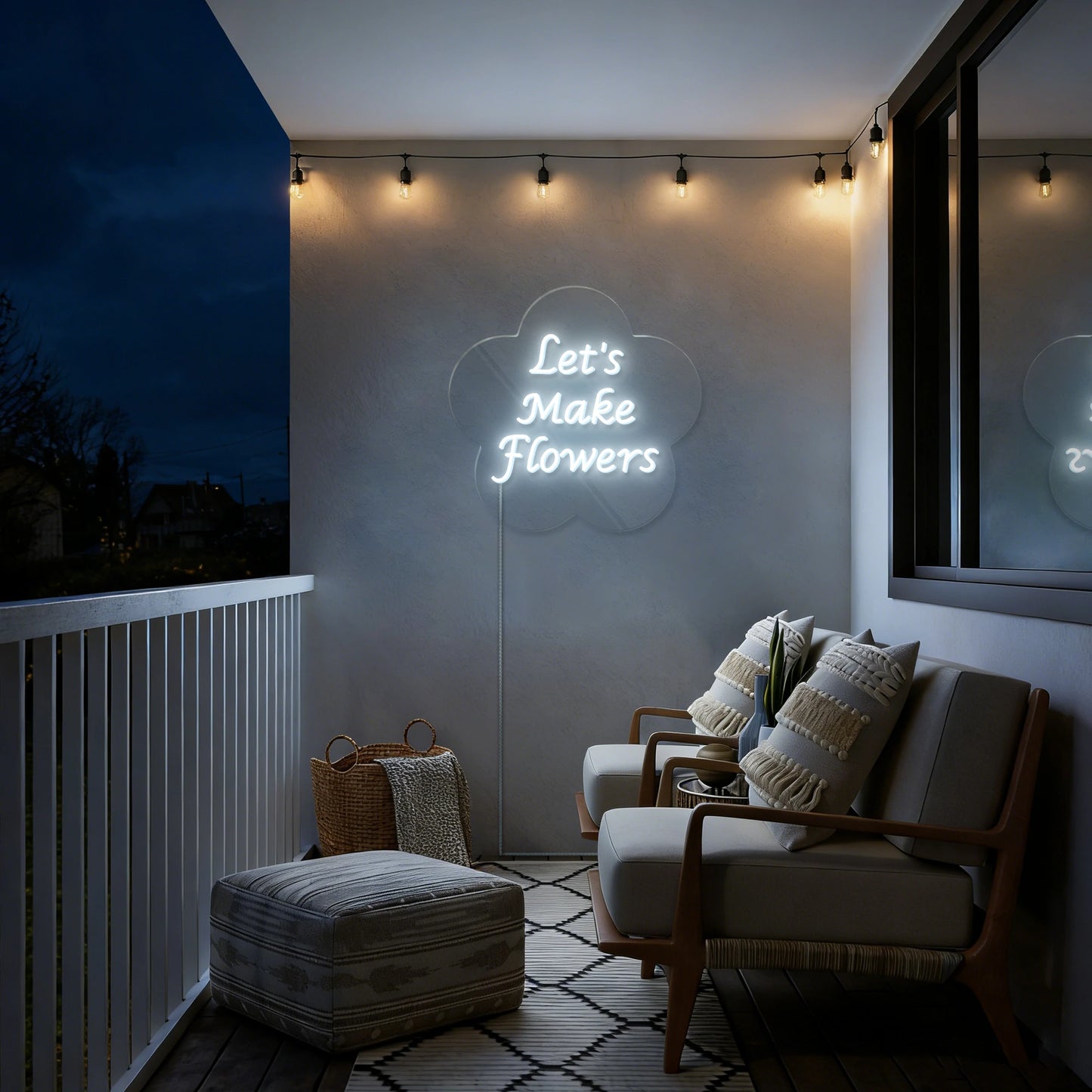 Let’s Make Flowers Neon Sign Floral LED Wall Decor