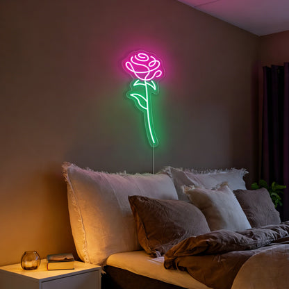 Pink Rose Neon Sign Romantic Flower LED Light for Wall