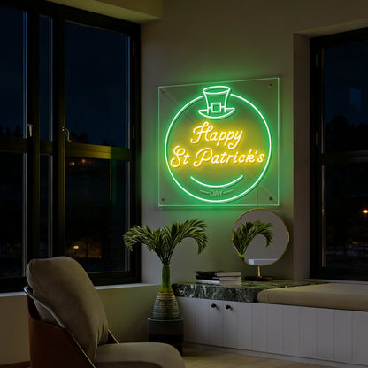 Happy St Patrick’s Day Neon Sign Lucky Clover LED Decor