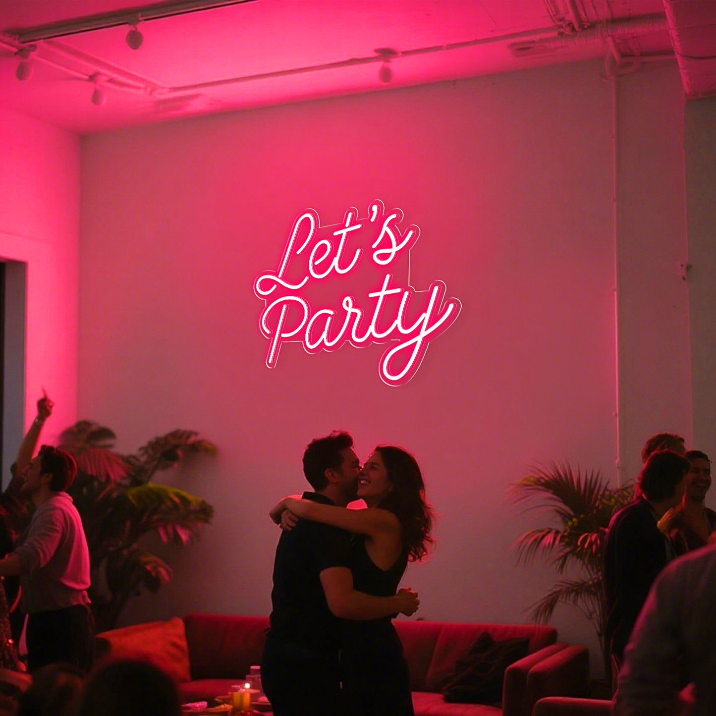 Let's Party Neon Sign for Celebration Birthday Event Decor