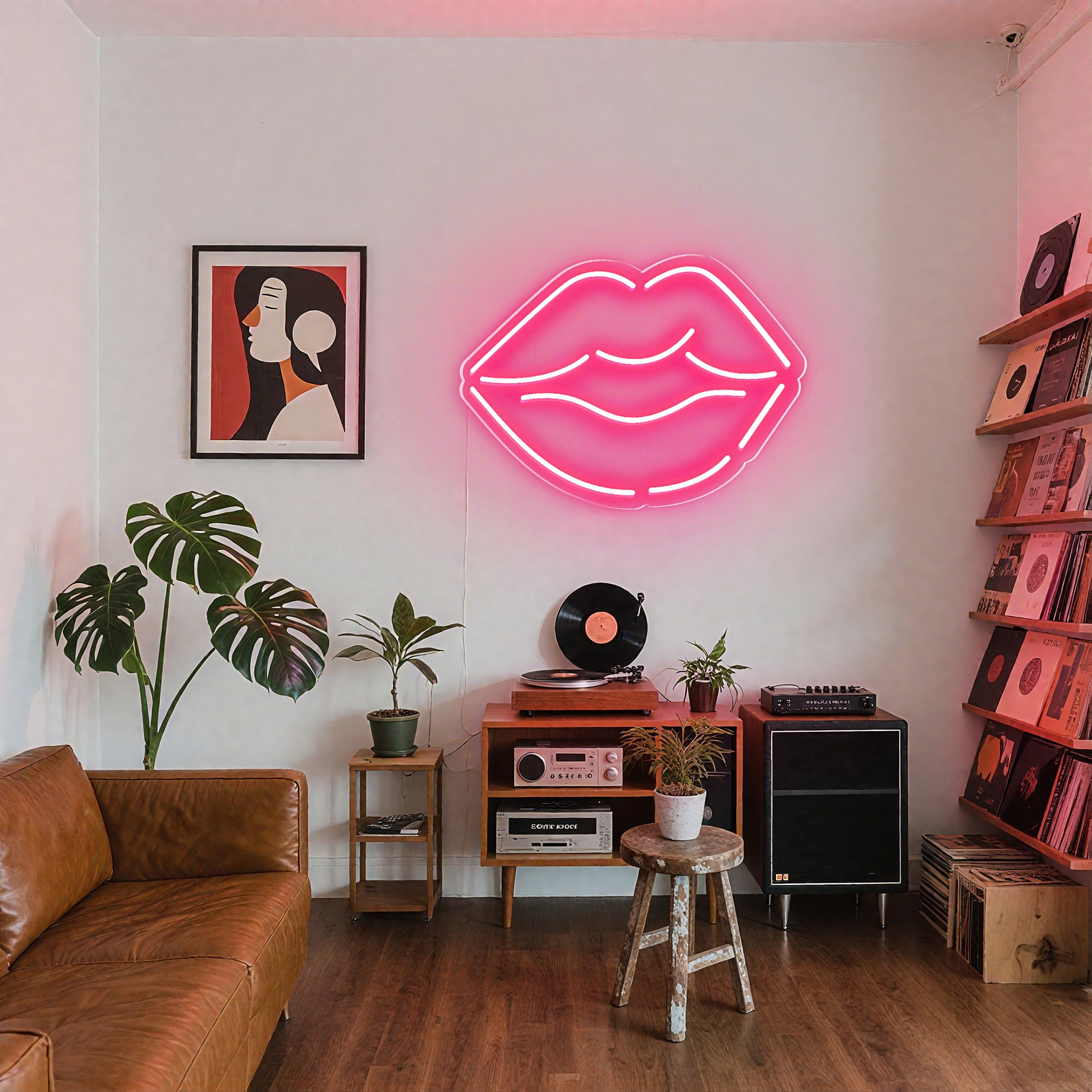 Lips Neon Sign for Beauty Hair Nail Salon Shop Decor