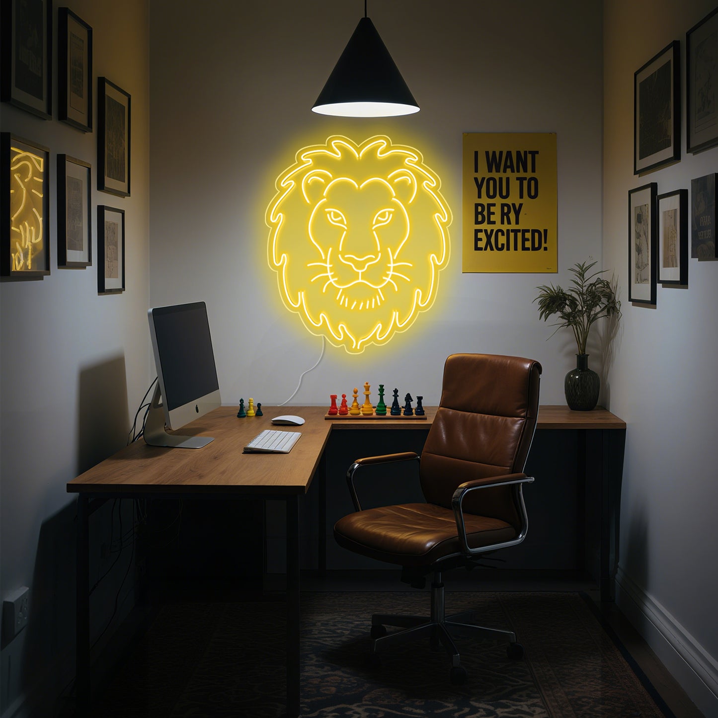 Lion Neon Sign for Bedroom Gaming Room Office Decor