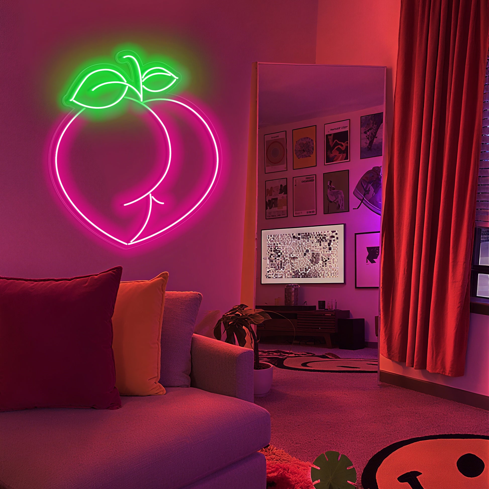Peach Neon Sign for Kitchen Dining Bedroom Sweet Decor