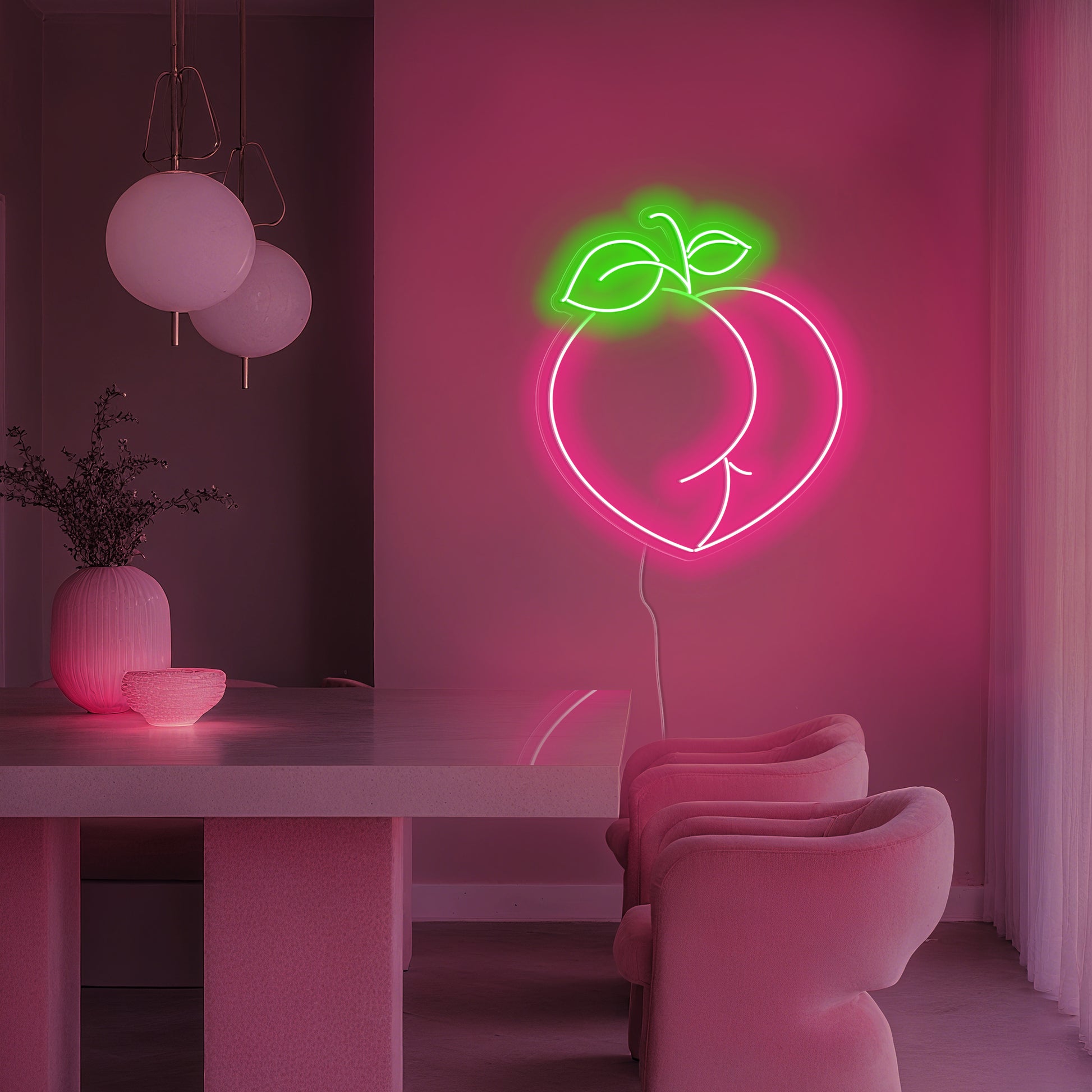 Peach Neon Sign for Kitchen Dining Bedroom Sweet Decor
