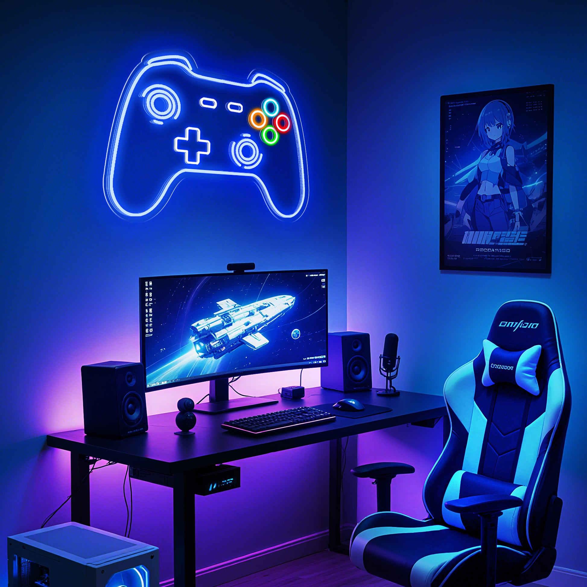 Gamer Gamepad Shaped Neon Sign for Gaming Room Stream Setup Decor
