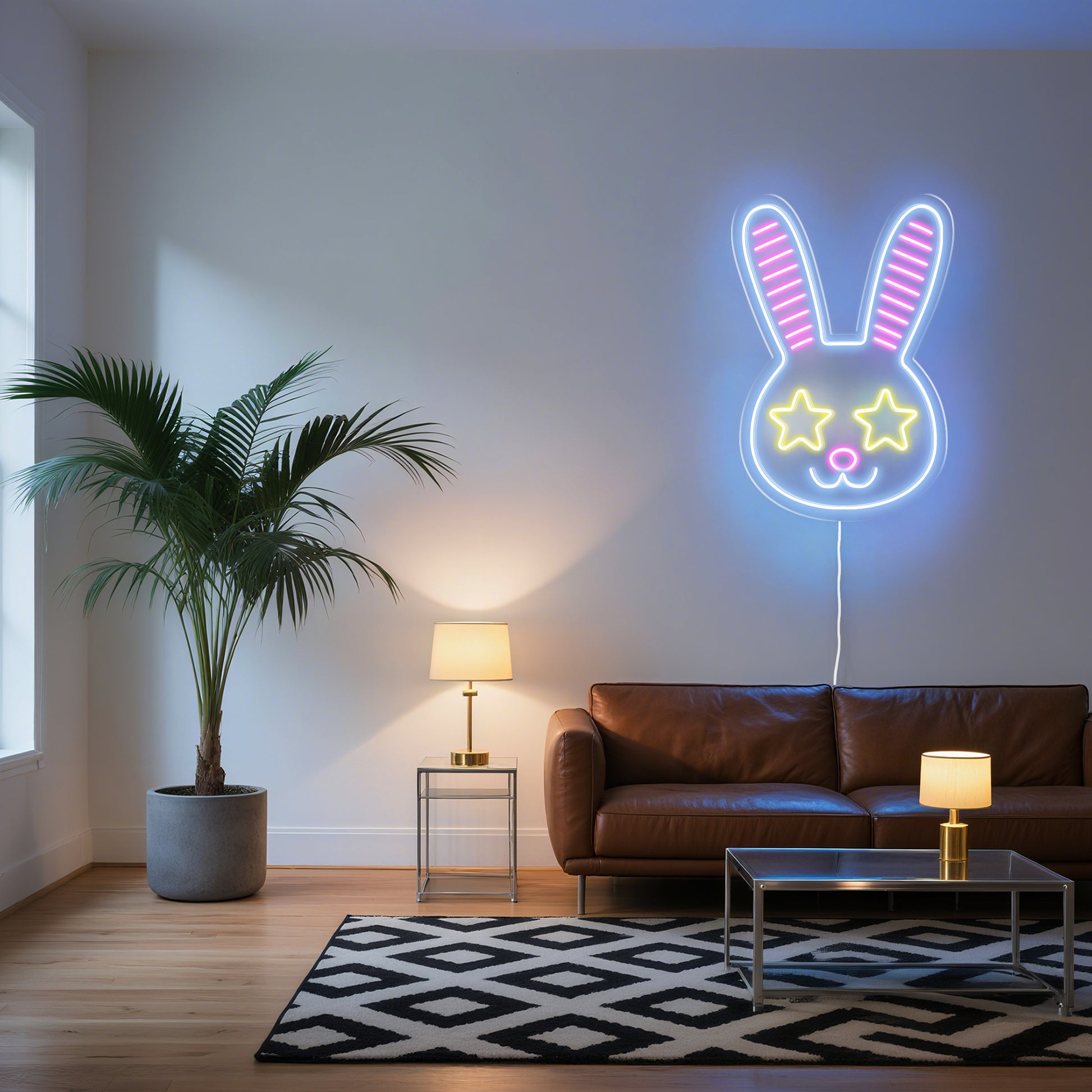 Bunny Neon Sign for Kids Room Pet Store Cozy Home Decor