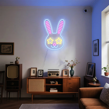 Bunny Neon Sign for Kids Room Pet Store Cozy Home Decor