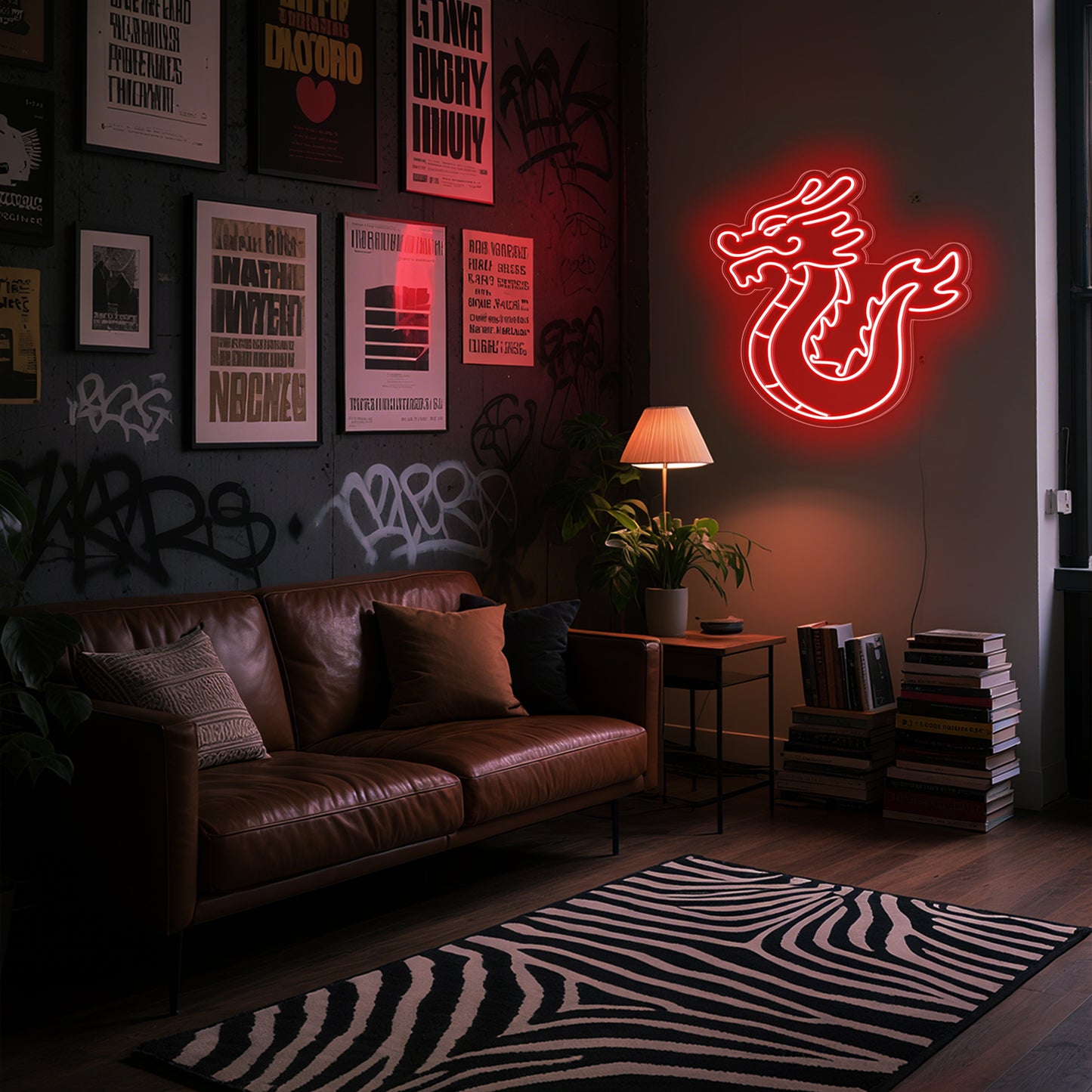 Dragon Neon Sign for Game Room Kids Bedroom Fantasy Decor Asian Motif