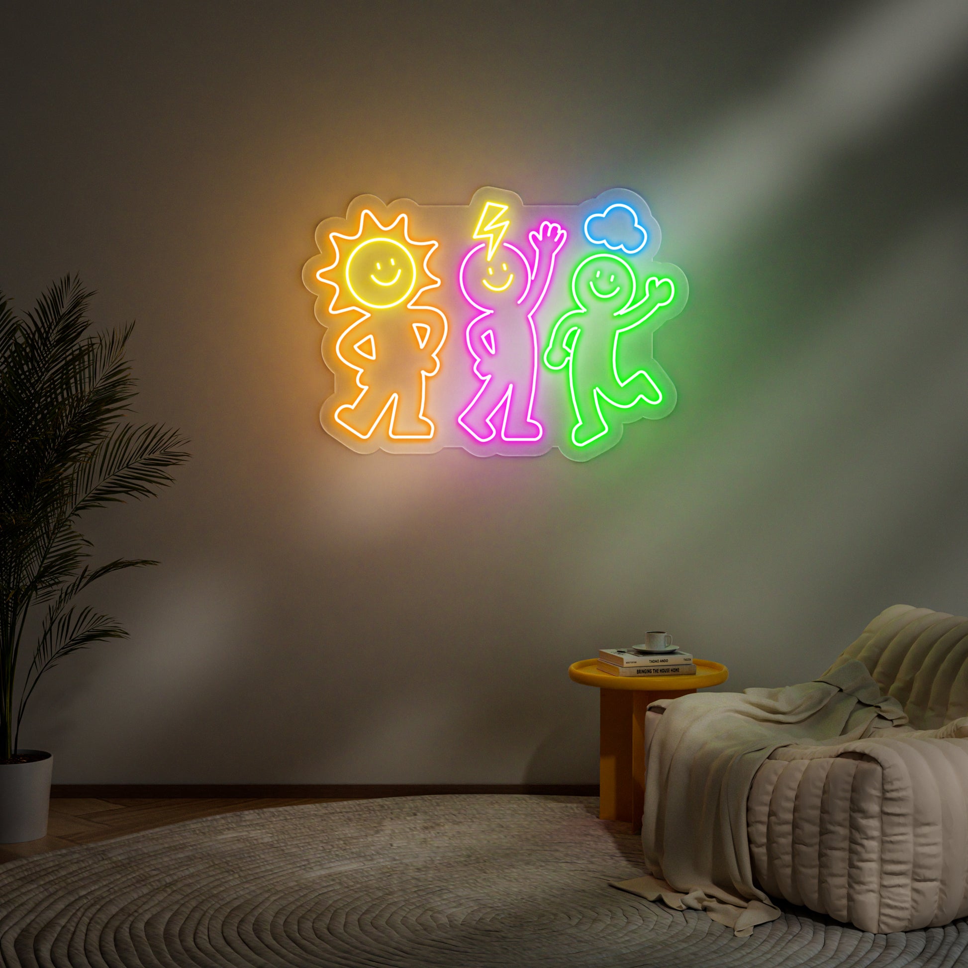Three Weather Guys Neon Sign for Kids Room Nursery Playroom Whimsical Decor