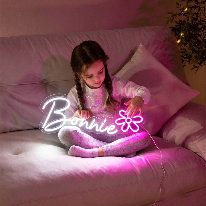 Neon sign in a garden wedding