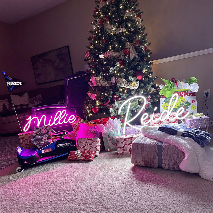 Personalized family name in neon