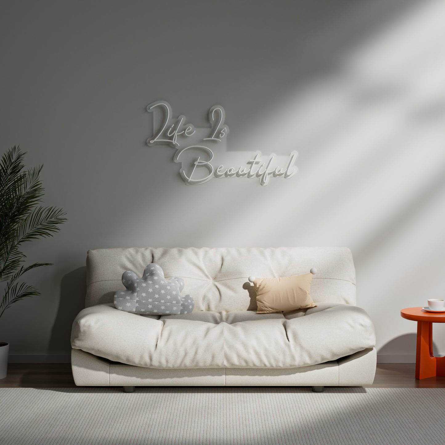 Life Is Beautiful Neon Sign for Living Room Bedroom Positive Home Decor
