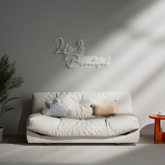 Life Is Beautiful Neon Sign for Living Room Bedroom Positive Home Decor