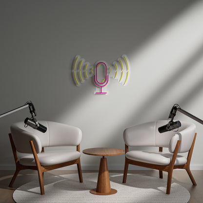 Podcast Neon Sign for Podcasting Studio Recording Booth Audio Content Creators