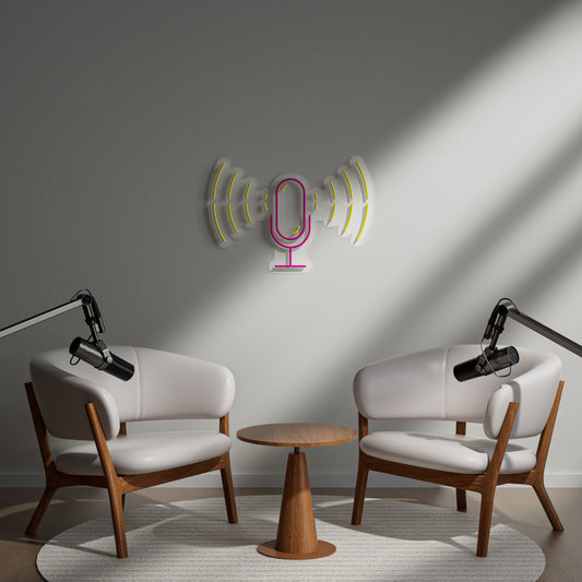 Podcast Neon Sign for Podcasting Studio Recording Booth Audio Content Creators