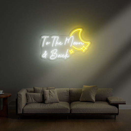 To The Moon & Back Neon Sign for Nursery Bedroom Romantic Home Decor
