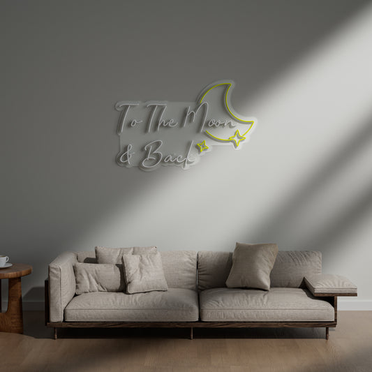 To The Moon & Back Neon Sign for Nursery Bedroom Romantic Home Decor