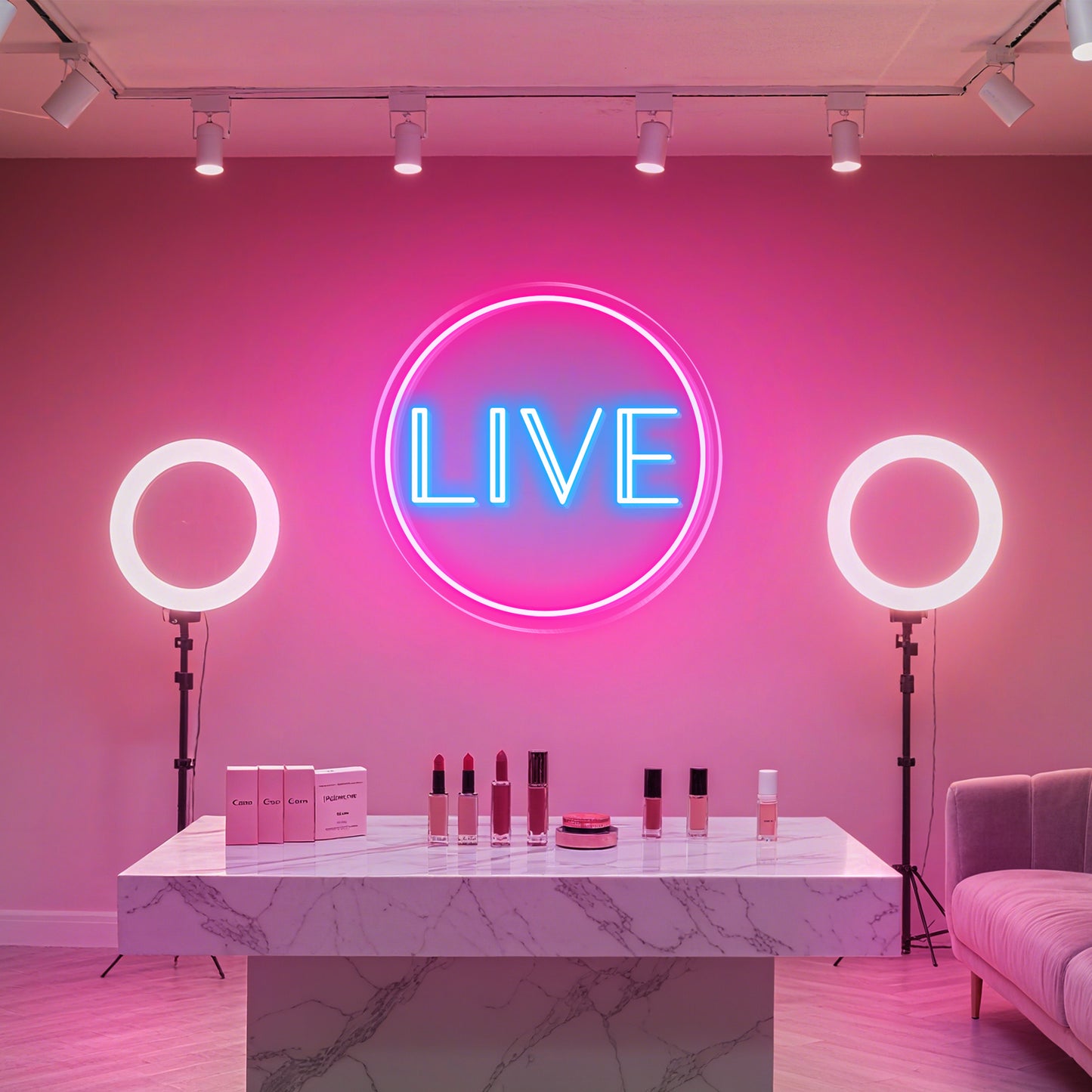 Live Neon Sign for Streaming Studio Gaming Room Music Performance Stage