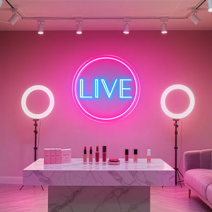 Live Neon Sign for Streaming Studio Gaming Room Music Performance Stage