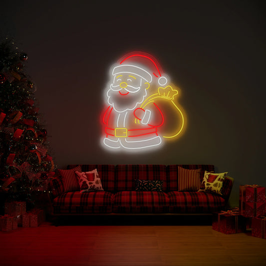Santa Claus Neon Sign Cute Christmas Wall Light for Kids