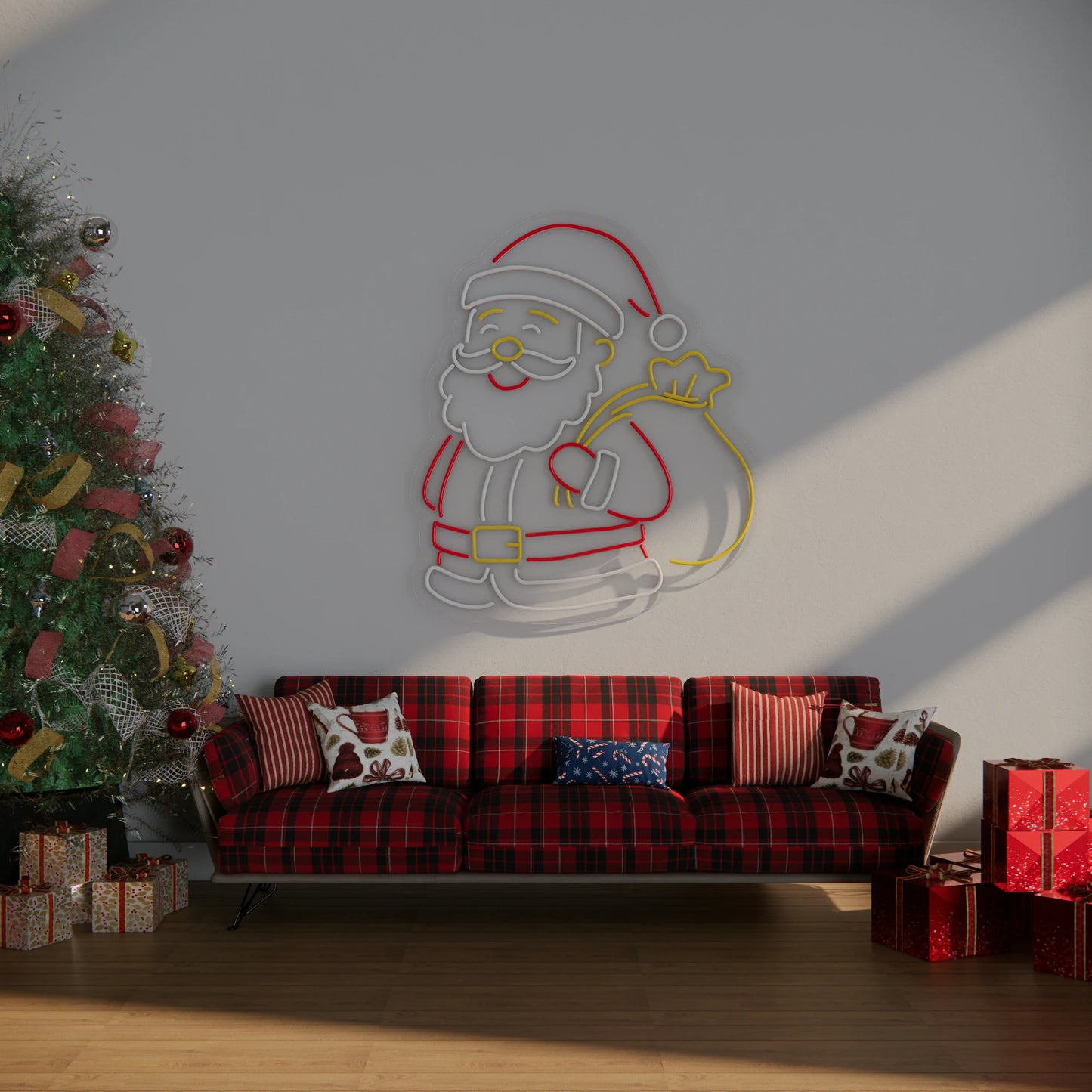 Santa Claus Neon Sign Cute Christmas Wall Light for Kids