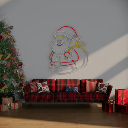 Santa Claus Neon Sign Cute Christmas Wall Light for Kids