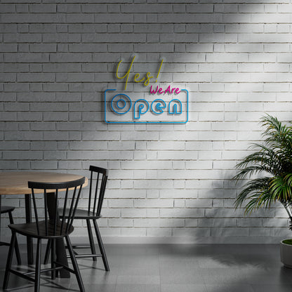 Yes We Are Open Neon Sign for Business Storefront Cafe Restaurant Window Display