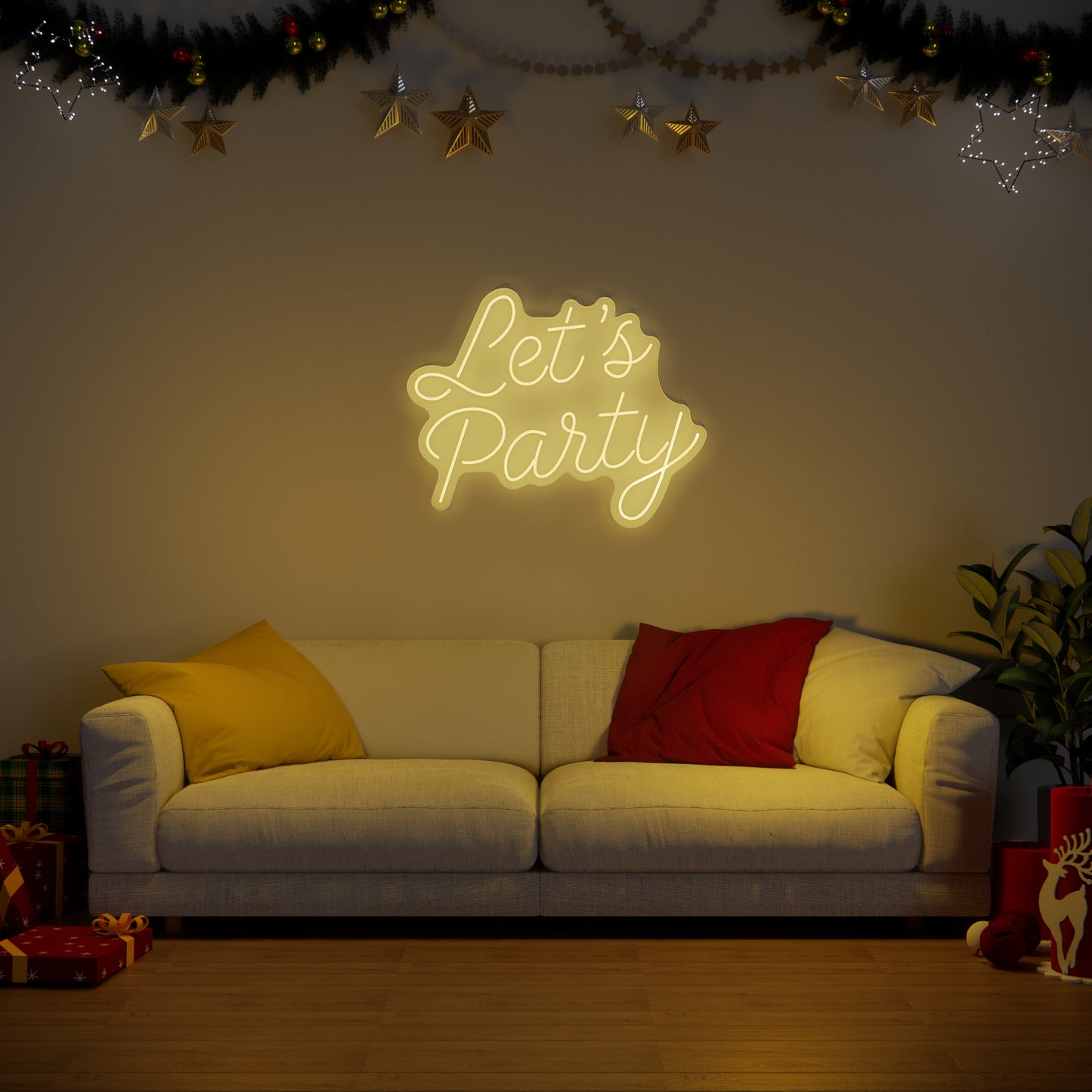 Let's Party Neon Sign for Celebration Birthday Event Decor